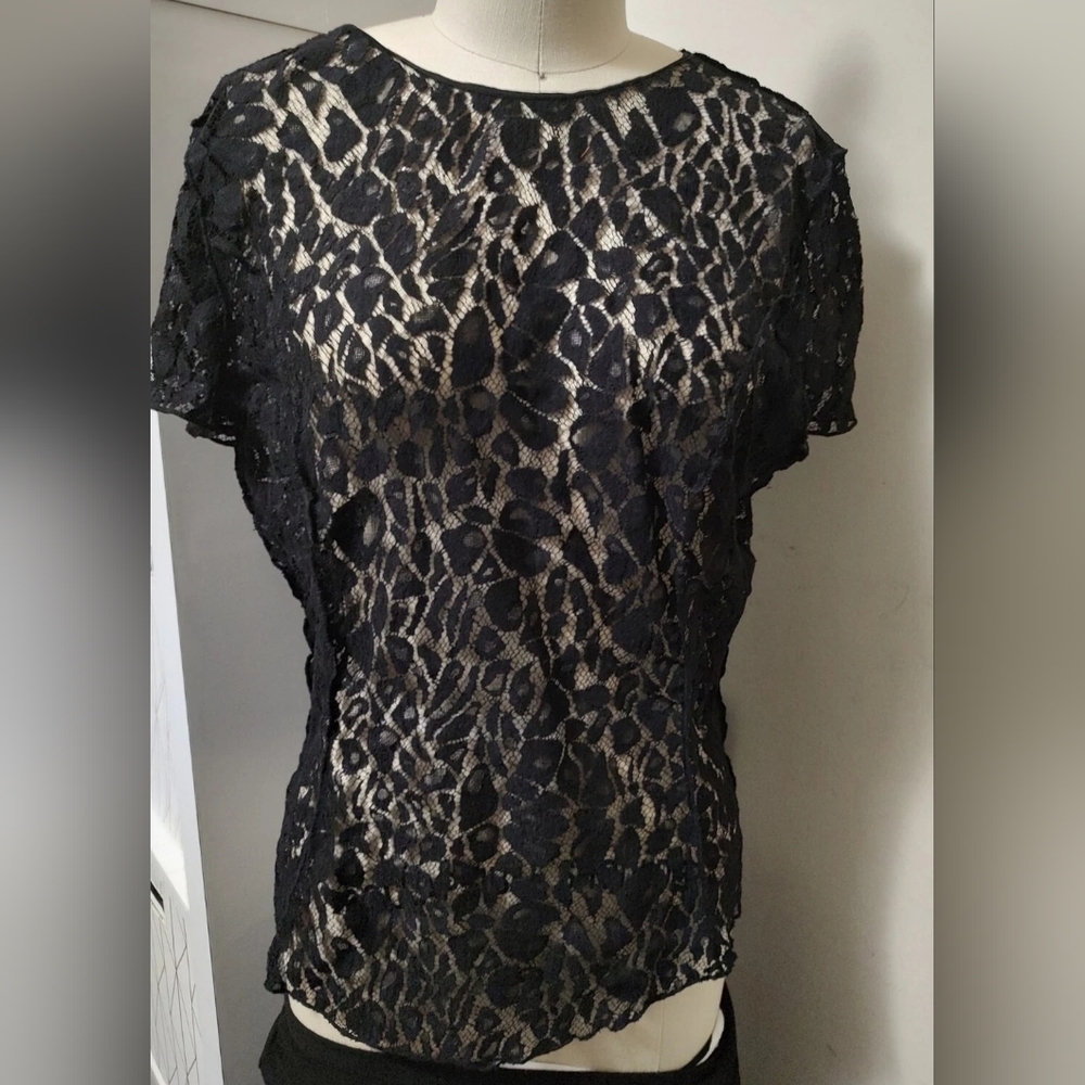 Elegant Black Lace Women's Nina Ricci Top